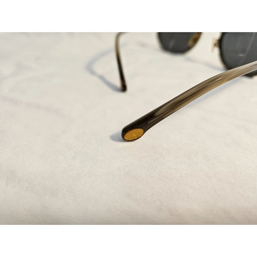 Brooks Brothers Womens Oval Sunglasses Grey Brown Woodgrain‎ Pattern M CE